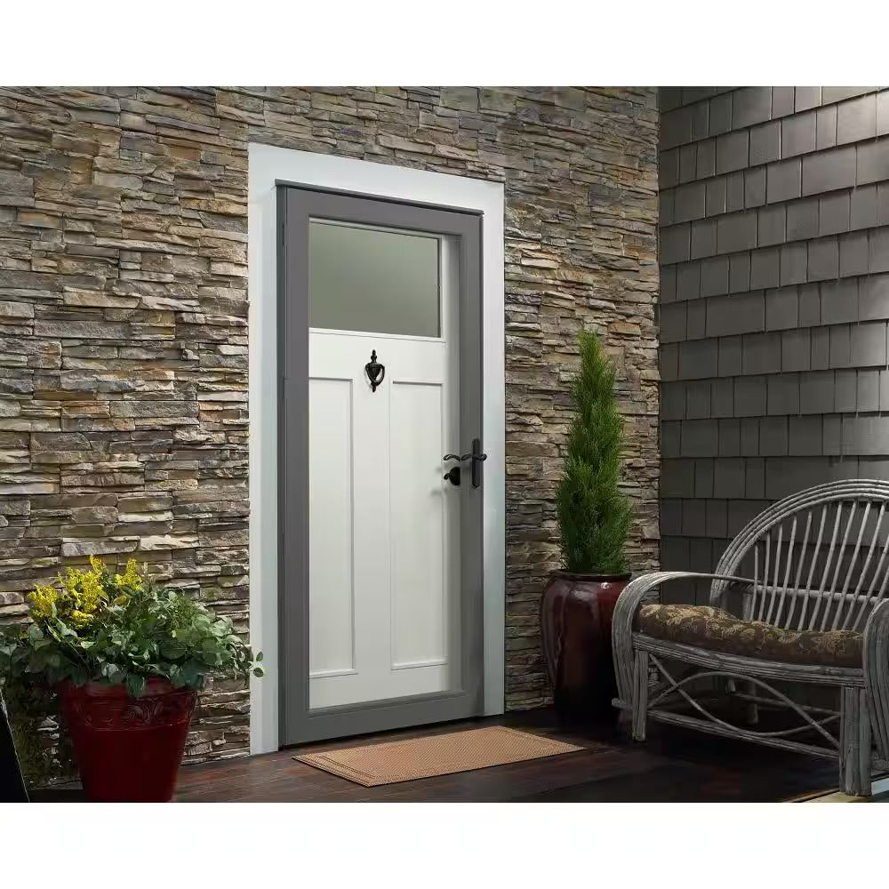 Andersen 4000 Series 36 in. x 80 in. Charcoal Gray Left-Hand Outswing Full View Aluminum Storm Door with Retractable Screen & Lock