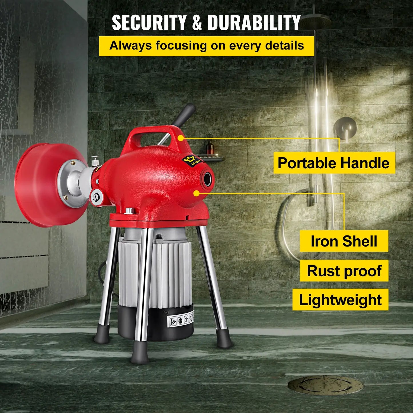 VEVOR Automatic Dredge Machine Pipe Drain Cleaning 250/400/500W Tube Cleaner Blockage Unblocker Toilet Sewer Dredge Machine..