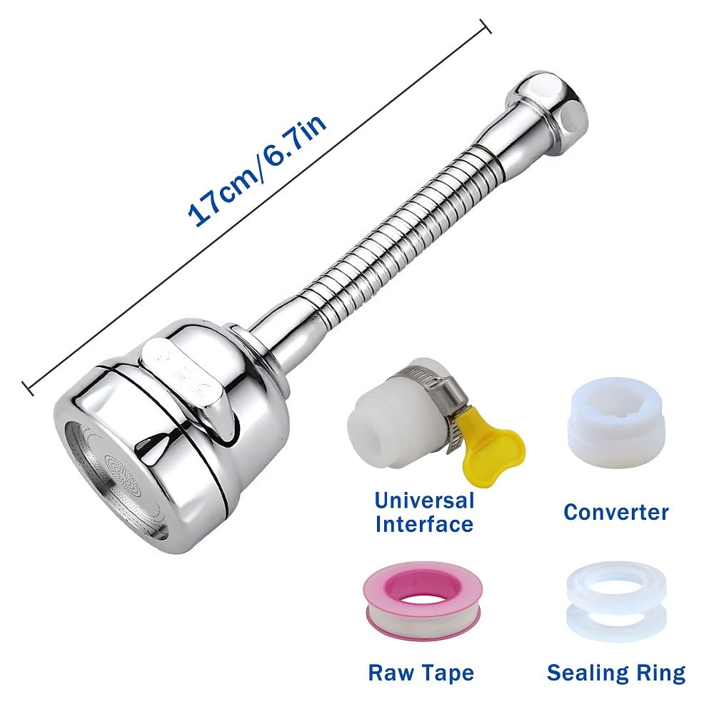 Kitchen Faucet Sprayer Attachment 360° Rotatable Anti-Splash Water Saving Tap Kitchen Faucet Head Faucet Extender with Universal Adapter Set Kitchen Sink Accessories Tools