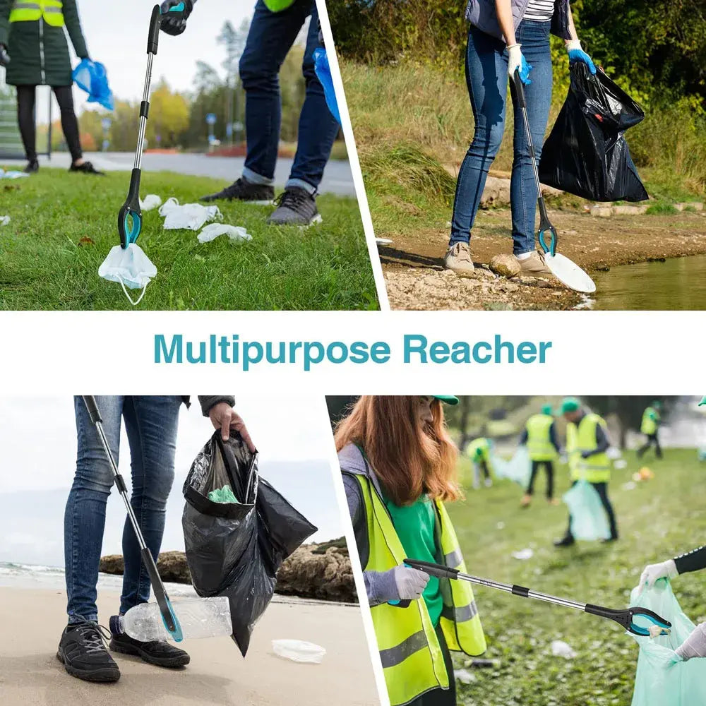 Grabber Tool 32" Trash Picker with Strong Magnetic Tip Deft Claw Reacher Grabber for Elderly 360° Rotating Foldablegripper..