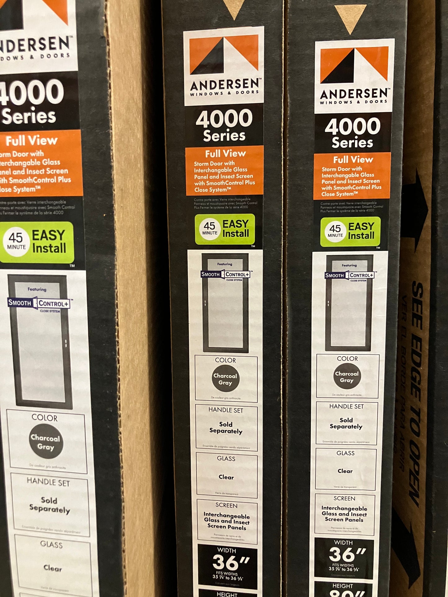 Andersen 4000 Series 36 in. x 80 in. Charcoal Gray Left-Hand Outswing Full View Aluminum Storm Door with Retractable Screen & Lock