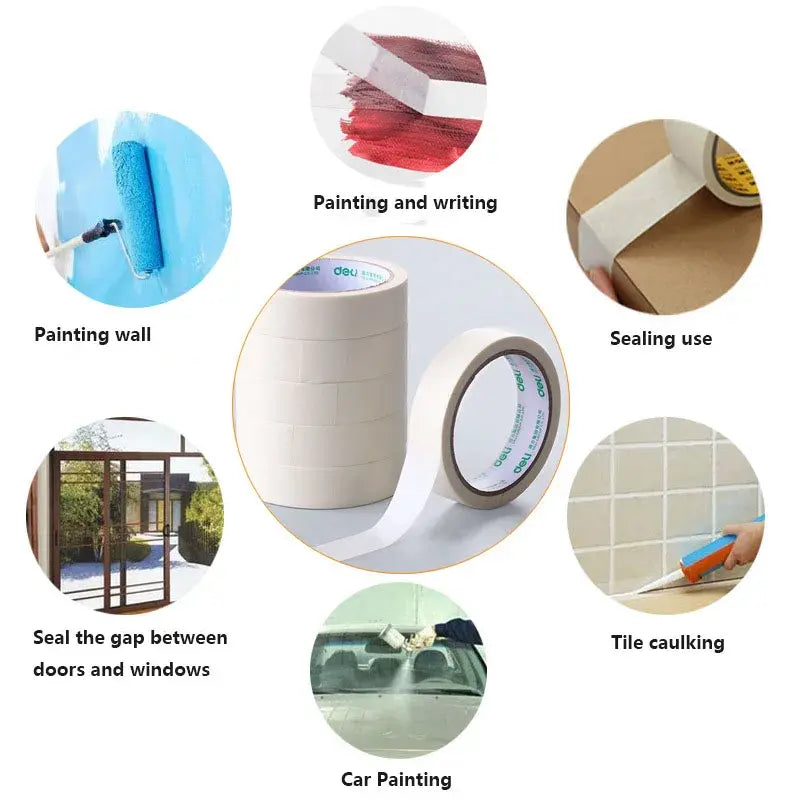 Masking Tape White Color Sealing Self Adhesive Tape Car Painting Shelter Decoration Paper Tape Waterproof 20m / roll..