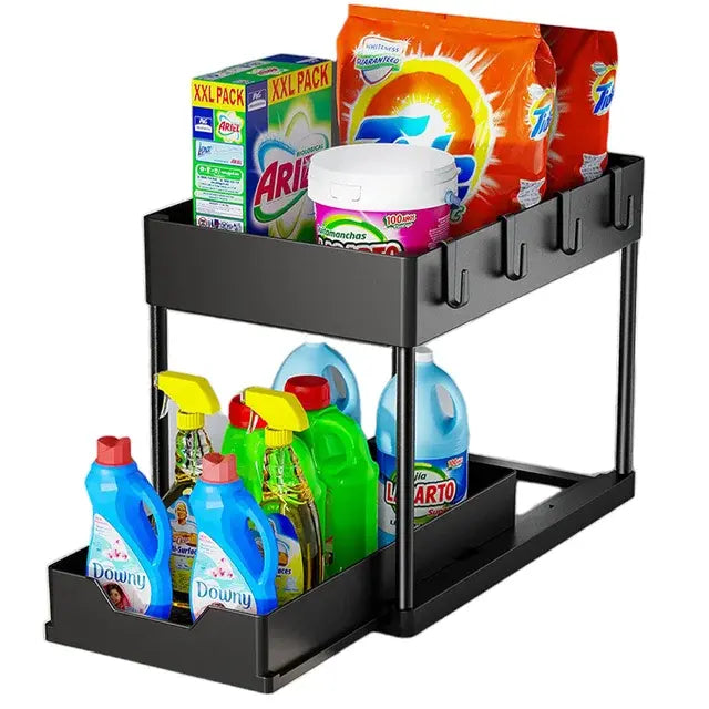 Kitchen Under Sink Organizer Storage Rack 2 Tier Shampoo Detergent Cabinet Spices Rack Bathroom Cosmetics Storage..