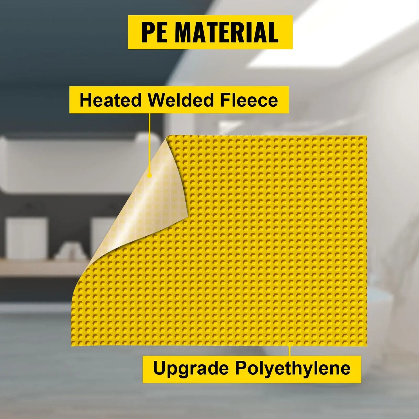 VEVOR 1/8'' Uncoupling Membrane 3 x 20 ft / 3 x 49 ft / 3 x 105 ft Tile Underlayment with Thin-Set Mortar 66 / 162 / 347 sq.ft..