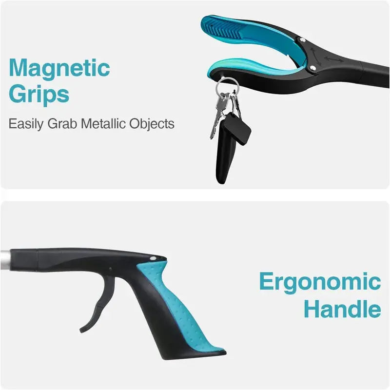 Grabber Tool 32" Trash Picker with Strong Magnetic Tip Deft Claw Reacher Grabber for Elderly 360° Rotating Foldablegripper..