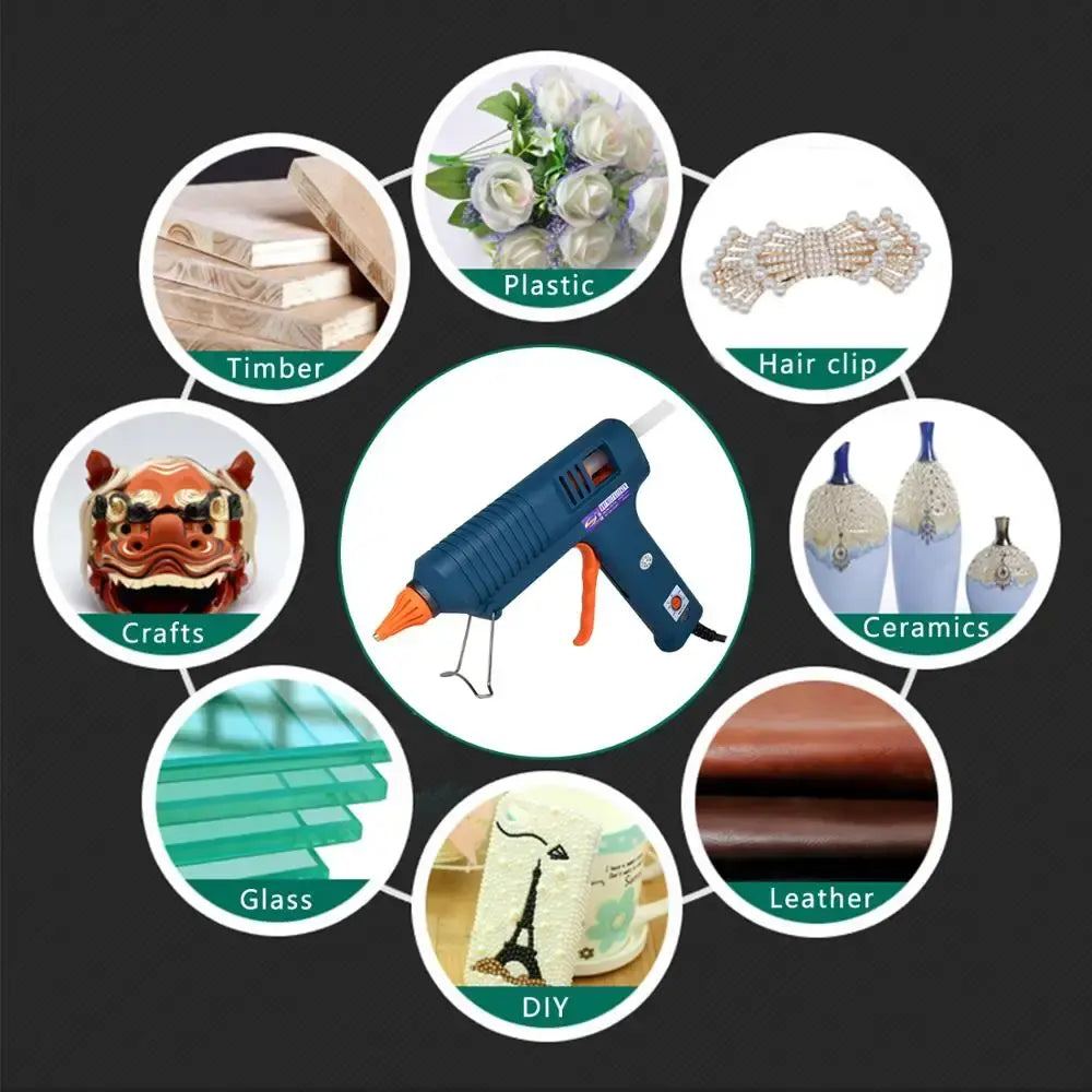Hot Glue Gun Tool Kit Temperature Adjustment 150W Silicone Gun,Use 11mm Glue Sticks DIY Pure Copper Nozzle,Bag sold separately..
