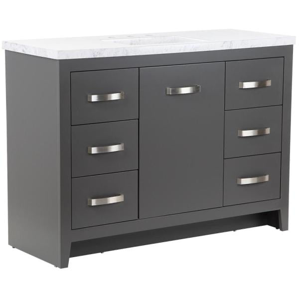 Blakely 49 in. W x 19 in. D Bath Vanity in Shale Gray with Stone Effects Vanity Top in Lunar with White Sink.