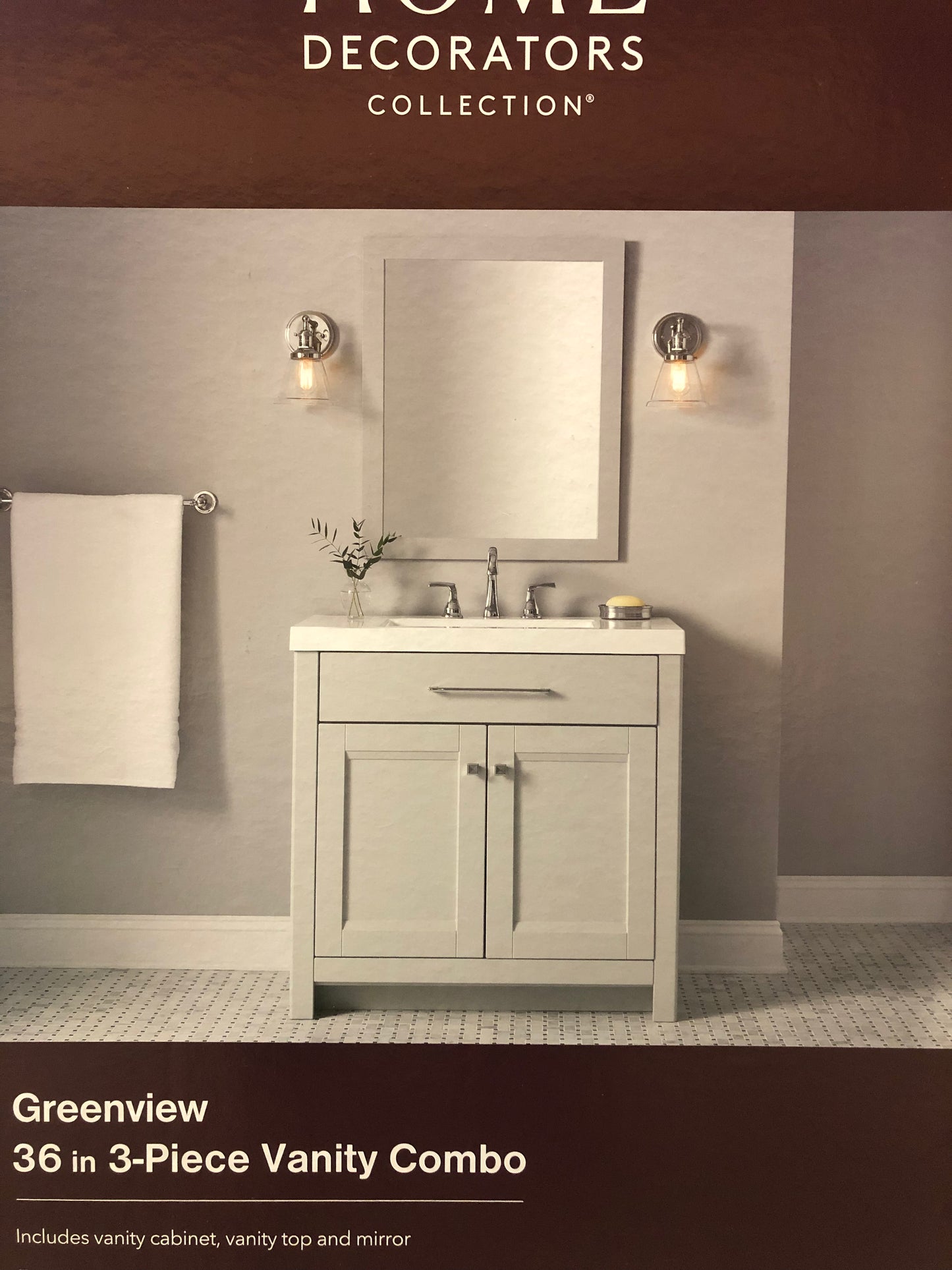 Greenview 36.50 in. W x 18.75 in. D x 36.27 in. H Single Sink Bath Vanity in Pearl Gray with Marble Top and Mirror.