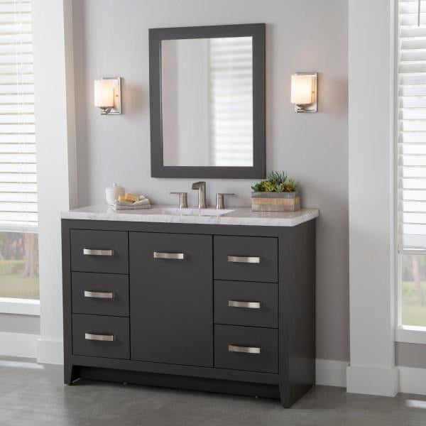 Blakely 49 in. W x 19 in. D Bath Vanity in Shale Gray with Stone Effects Vanity Top in Lunar with White Sink.