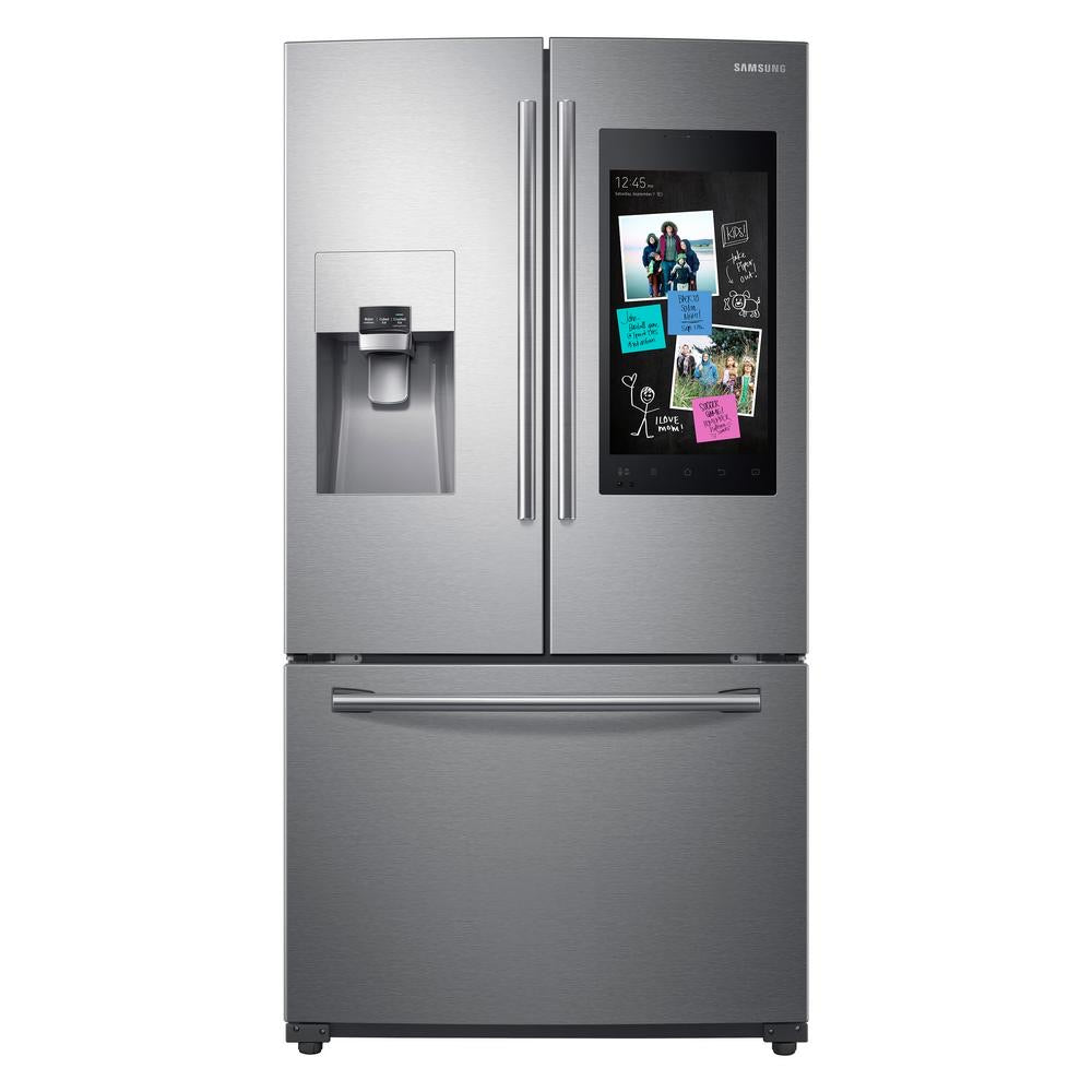 Samsung 24.2 cu. ft. Family Hub French Door Smart Refrigerator in Stainless Steel.