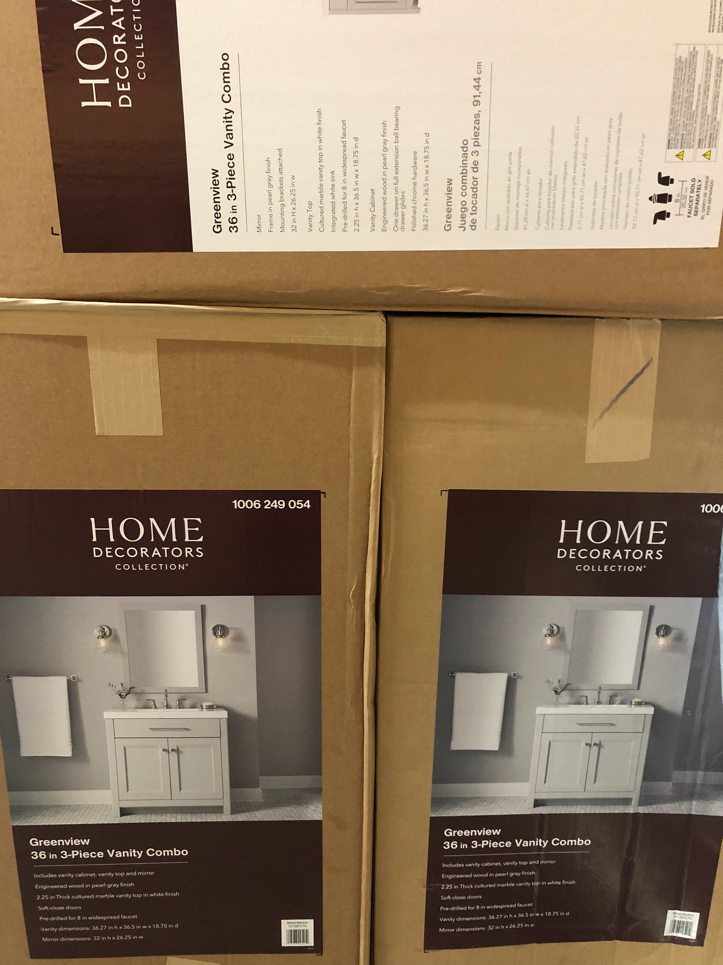 Greenview 36.50 in. W x 18.75 in. D x 36.27 in. H Single Sink Bath Vanity in Pearl Gray with Marble Top and Mirror.