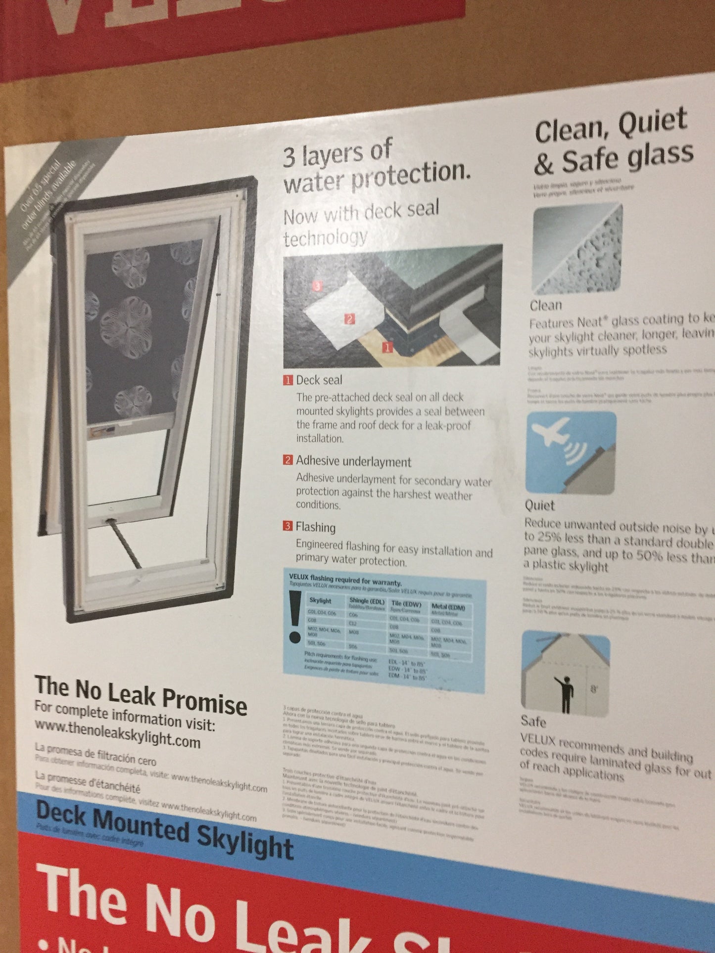 VELUX 30-1/16 in. x 45-3/4 in. Fresh Air Venting Deck-Mount Skylight with Tempered Low-E3 Glass. New in boxes. Model #: VS M06