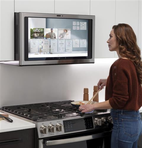 GE Profile Kitchen Hub 30 in. Smart 600 CFM Range Hood Microwave with Light in Stainless Steel.