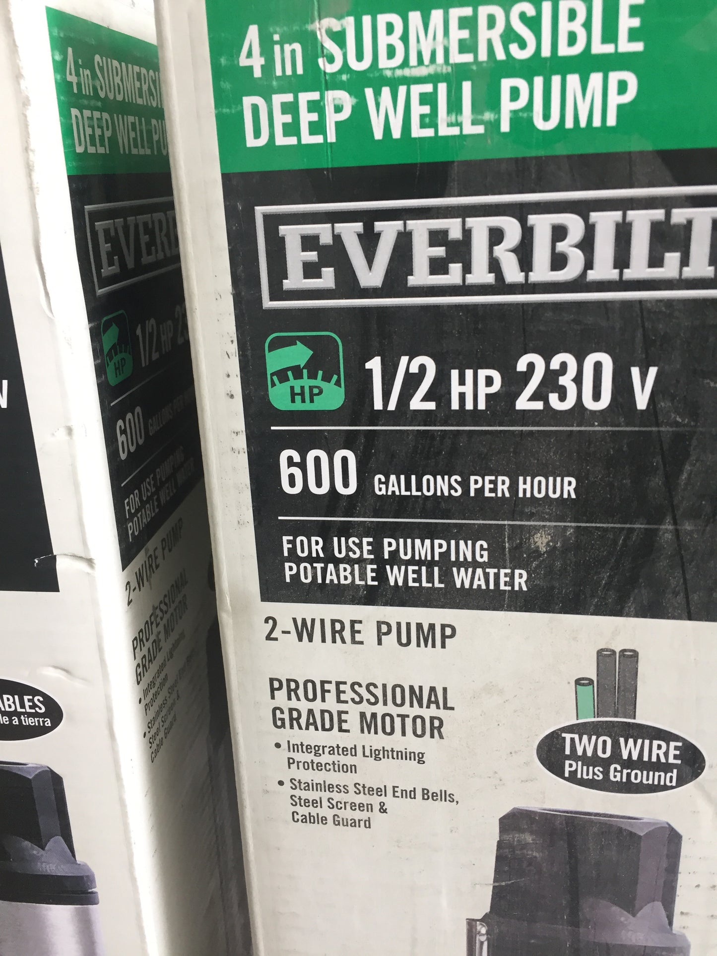 Everbilt 1/2 HP Submersible 2-Wire Motor 10 GPM Deep Well Potable Water Pump. Model: EFSUB5-122HD