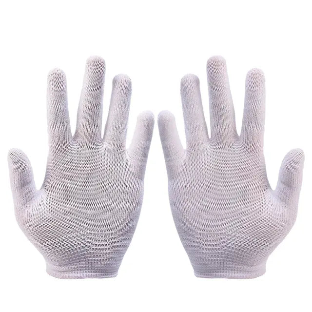 White Black Thin Nylon Work Gloves Cotton Thread Working Polyester Yarn Protection Gloves for Painter Industrial Warehouse..