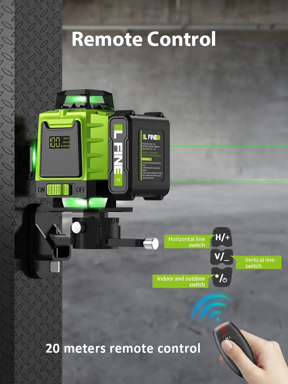 LFINE 3D/4D Laser Level 12/16 Lines Horizontal And Vertical With Remote Control 8 Lines 360°Self-leveling Laser Levels..