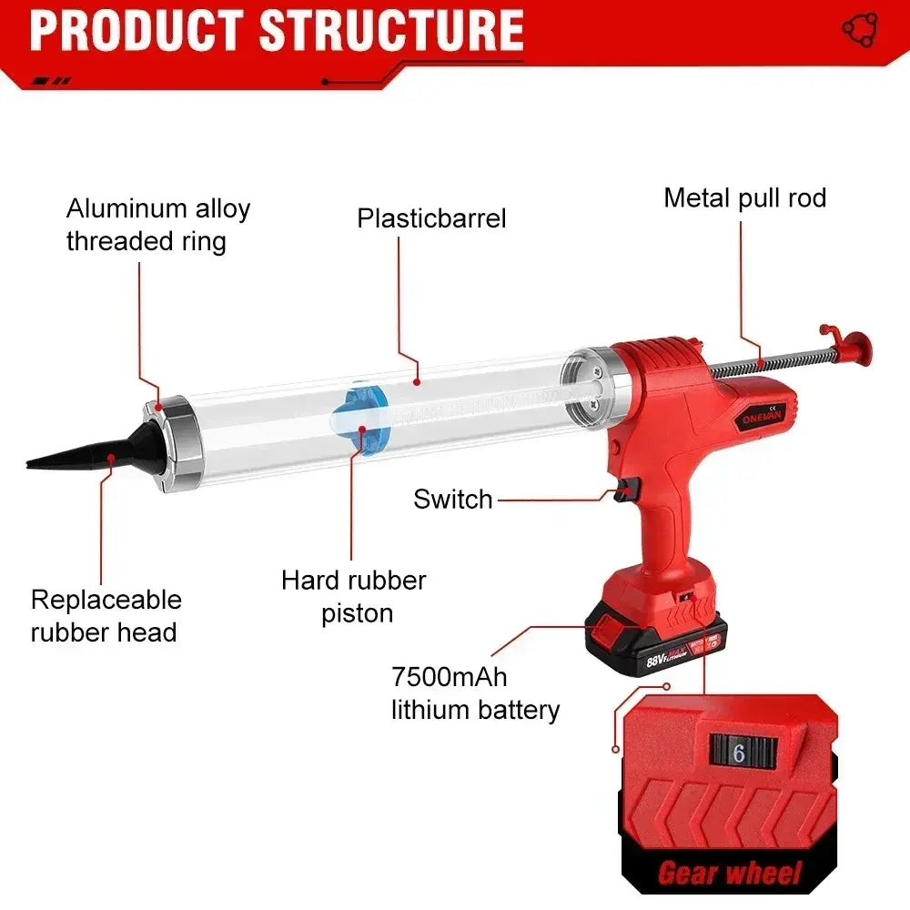 ONEVAN Cordless Electric Glue Gun Multi-function  Electric Glass Caulking Gun Adhesive Glue Sealant Tool For Makita 18v Battery..