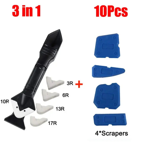 5In1 Silicone Scraper Caulk Tools Glass Glue Angle Scraper Stainless Steelhead Finisher Sealant Scraper Remove Scraper Grout Kit..