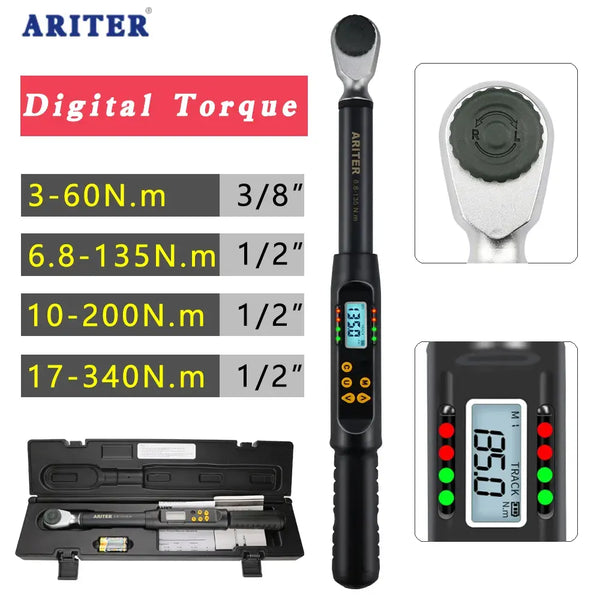 ARITER 3/8" 1/2" Digital Torque Wrench Professional Adjustable High Accuracy Data Save Bike Car Bicycle Repair Torque Tool Key..