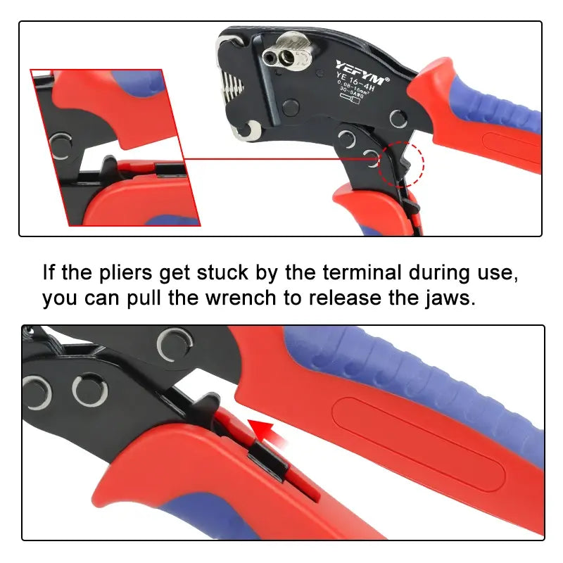 Ferrule Crimping Tool YE 16-4H Tubular Terminals 0.08-16mm²/30-5AWG Mini Pliers Adjust Knob To Control Electrical Clamps YEFYM..