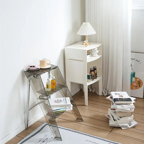 Acrylic Transparent Household Plastic Stepladder Folding Indoor Thickened Herringbone  Storage Three-step Ladder..