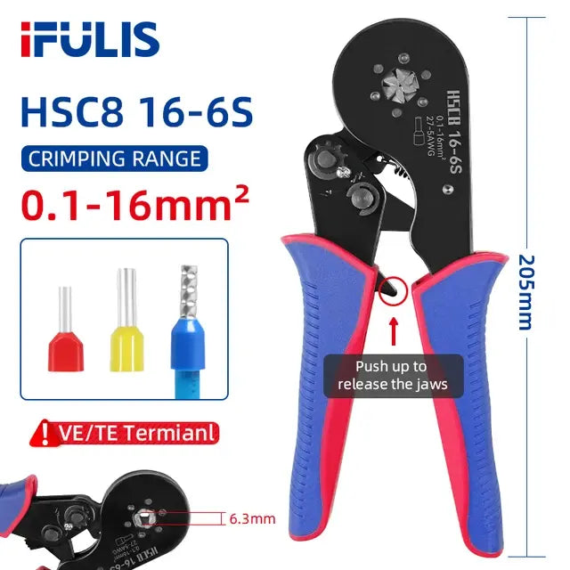 Tubular Terminal Crimping Pliers HSC8 16-4S 16-6S 16mm² Crimper Tools Wire Connector Ferrule Household Electrical Clamp Tool..