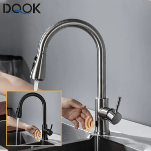 Smart Touchless Kitchen Faucet Brushed Poll Out Infrared Sensor Faucets Black/Nickel Infrared Water Mixer Taps..