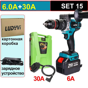 21V 13MM Brushless Electric Drill 120N/M 4000mah Battery Cordless Screwdriver With Impact Function Can Drill Ice Power Tools..