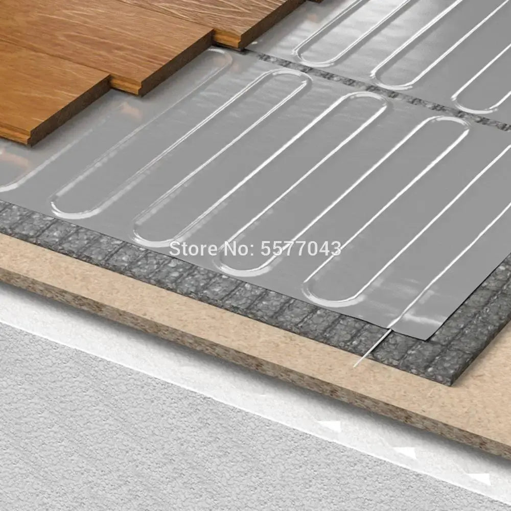 12M2 Underfloor Electric Aluminum Foil Heating Kit Mat For Wooden Bamboo Laminate Master Bedroom Warming With Thermostat