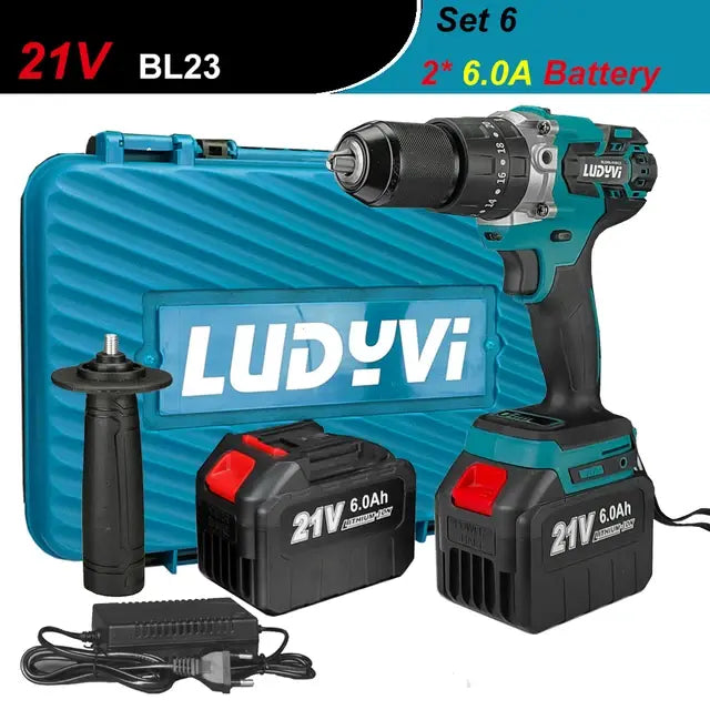 21V 13MM Brushless Electric Drill 120N/M 4000mah Battery Cordless Screwdriver With Impact Function Can Drill Ice Power Tools..