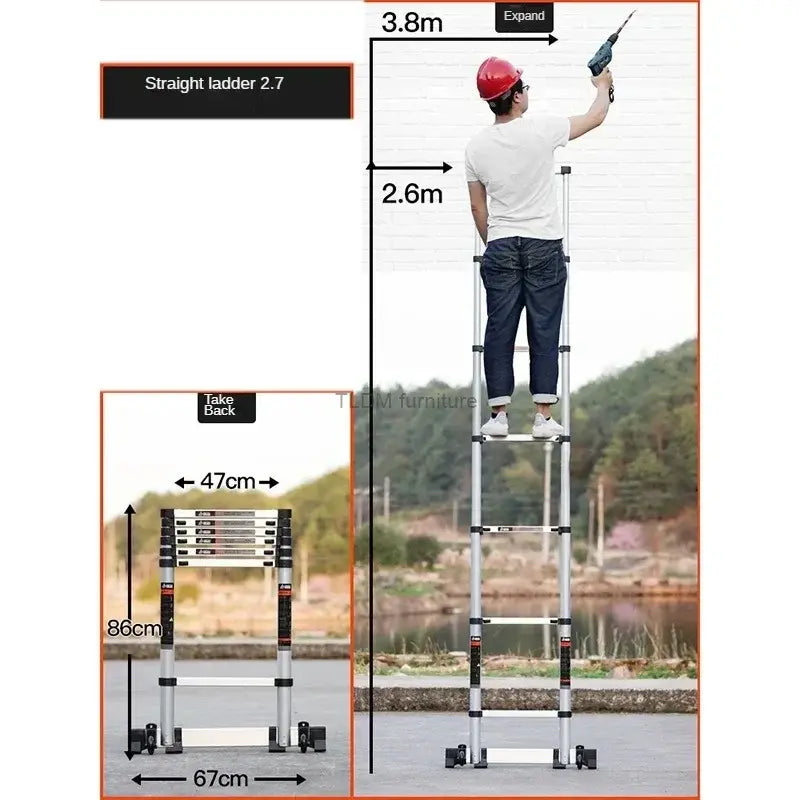 Modern Aluminum Alloy Step Ladders for Home Telescopic Folding Ladder Light Luxury Kitchen Multifunctional Engineering Staircase..