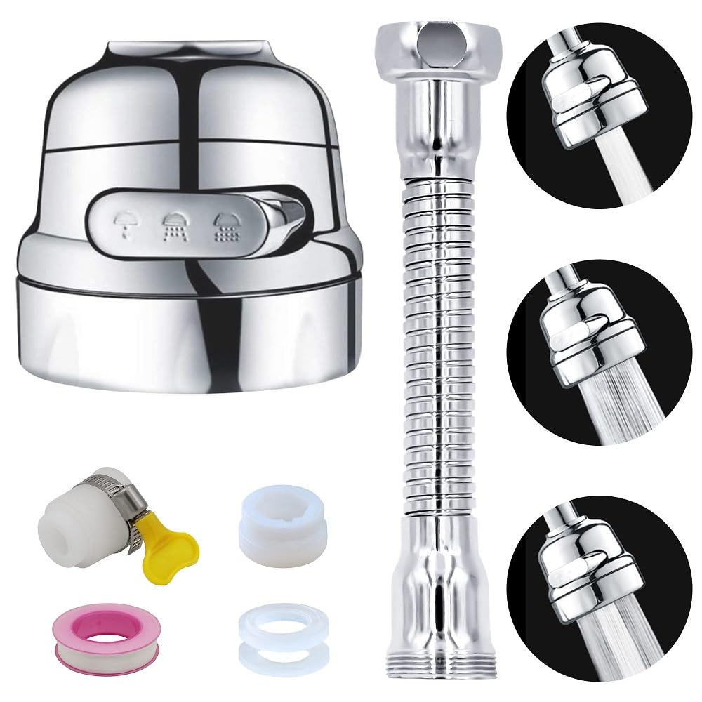 Kitchen Faucet Sprayer Attachment 360° Rotatable Anti-Splash Water Saving Tap Kitchen Faucet Head Faucet Extender with Universal Adapter Set Kitchen Sink Accessories Tools