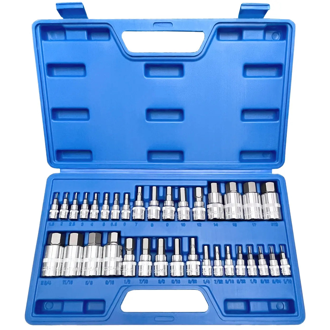 34pcs Master Hex Bit Socket Set Allen Wrench Bit Kit Hex Key for Ratchet Socket Tool SAE and Metric 3/8, 1/4, 1/2 Drive Socket..