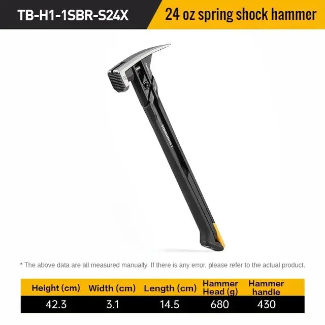 TOUGHBUILT Spring Shock Absorbing Nail Hammer Magnetic Rubber Shock Absorbing Hammer Hardware Tool TB-H1-1SBR-S20X 20oz 24oz..