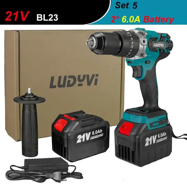 21V 13MM Brushless Electric Drill 120N/M 4000mah Battery Cordless Screwdriver With Impact Function Can Drill Ice Power Tools..