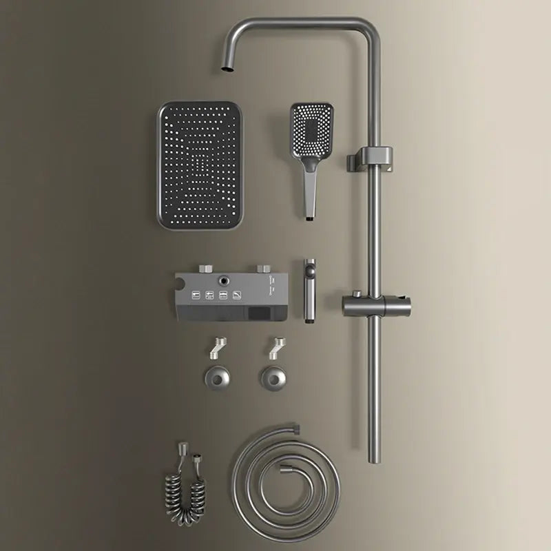 Bathroom Shower Full Set Black White Gray Bathtub Shower System Rain Pressurized Digital LED Shower Sets Hot Cold Shower Faucet..