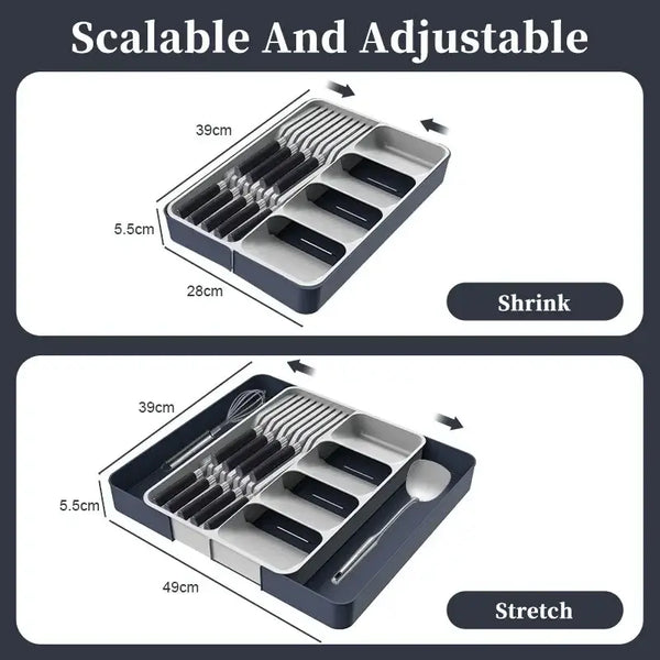 Expandable Silverware Organizer for Drawer with Knife Holder Kitchen Utensil Knife Drawer Organizer Cutlery Organizer in Drawer..