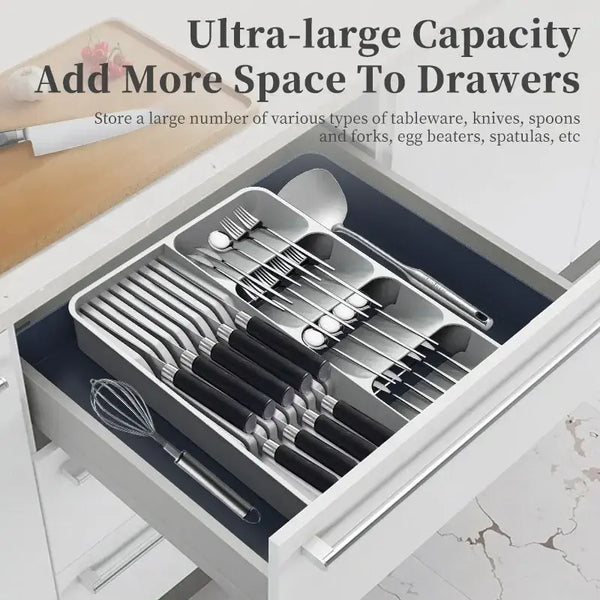 Expandable Silverware Organizer for Drawer with Knife Holder Kitchen Utensil Knife Drawer Organizer Cutlery Organizer in Drawer..