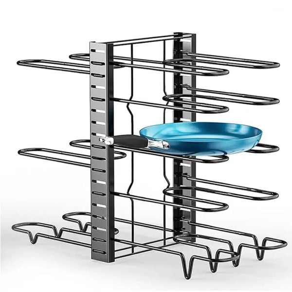 8 Tiers Pan Pot Organizer Rack 3 DIY Methods Adjustable Cabinet Pantry Pots Lids Storage Rack Kitchen Organization..