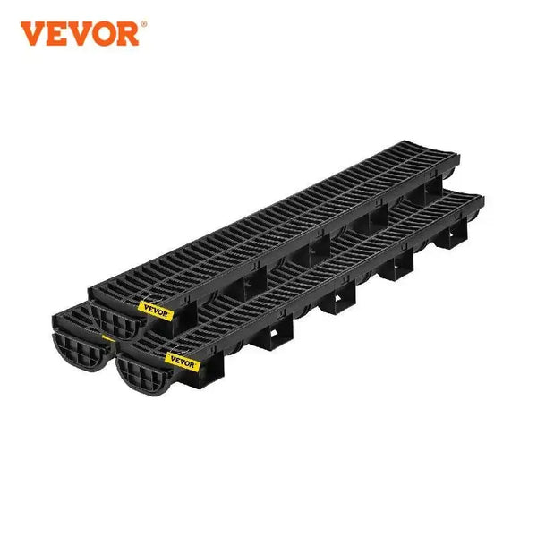 VEVOR Drainage Trench Driveway Channel Drain With Plastic Grate 3-5 Pack HDPE Floor Drain Trench Drain Grate For Garden Driveway..