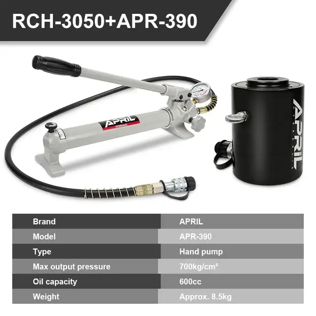 30T Hollow Plunger Hydraulic Cylinder RCH-3050 Single Acting Ram Cylinder 50mm Heavy Duty Lifting Tool..