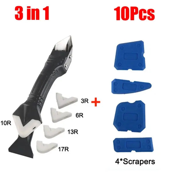 5In1 Silicone Scraper Caulk Tools Glass Glue Angle Scraper Stainless Steelhead Finisher Sealant Scraper Remove Scraper Grout Kit..