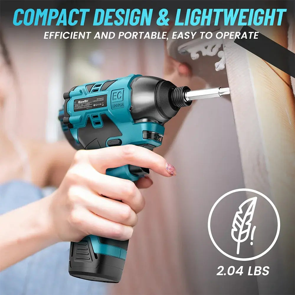 SEESII S516 140N.m Brushless Electric Screwdriver Cordless Impact Driver 16V 3-Speed Mode Household Multifunction Hit Power Tool..