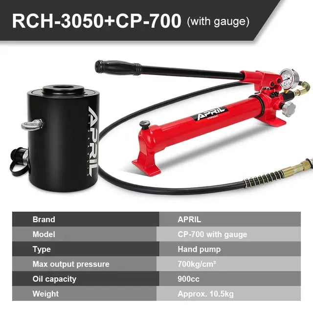 30T Hollow Plunger Hydraulic Cylinder RCH-3050 Single Acting Ram Cylinder 50mm Heavy Duty Lifting Tool..