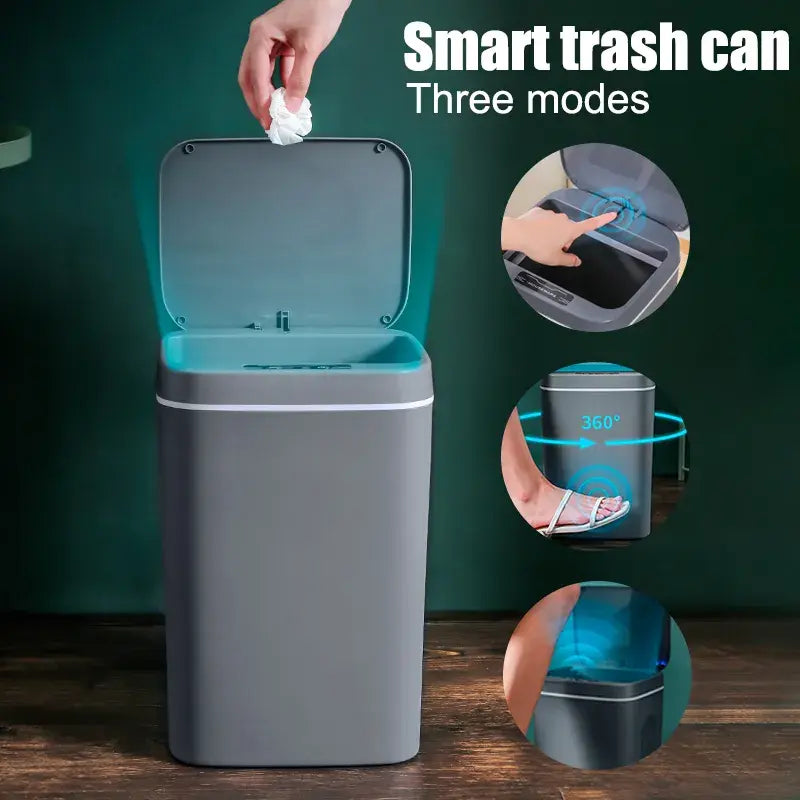 16L Smart Trash Can Automatic Sensor Dustbin Electric Waste Bin Waterproof Wastebasket For Kitchen Bathroom Recycling Trash..