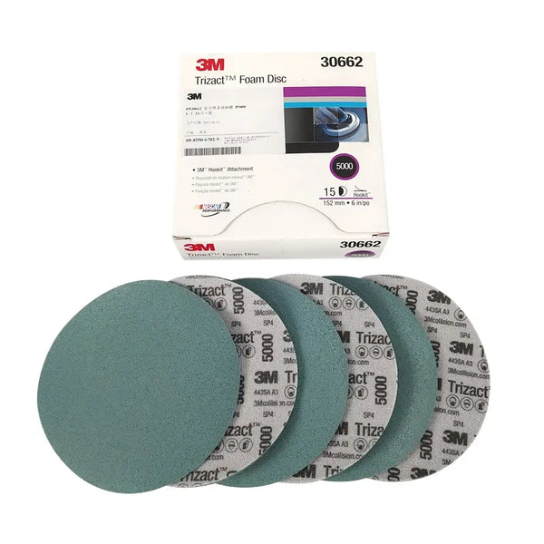 3M TRIZACT FOAM DISC PN30662 Pyramid Back Velvet Sand DISC P5000 152mm Sponge Sandpaper Hookit Attachment Dispositif 6 Inch