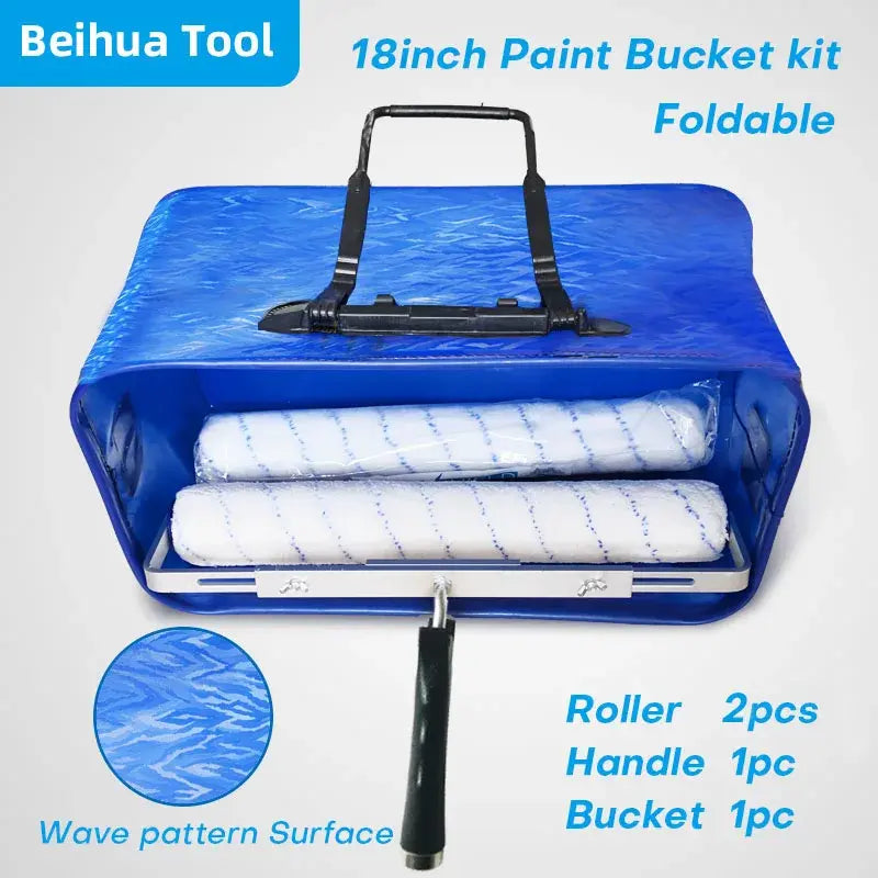 4PCS/set 18inch Paint Bucket kit Paint Roller  Paint Tray kit for Wall Decoration Wave pattern Surface clean Handbag Foldable..