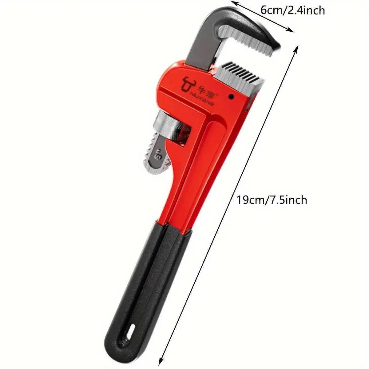 12inch / 8inch Heavy Duty Straight Pipe Wrench, Adjustable Aluminum Plumber Wrench with Floating Hook Jaw and I-Beam Handle, Red..