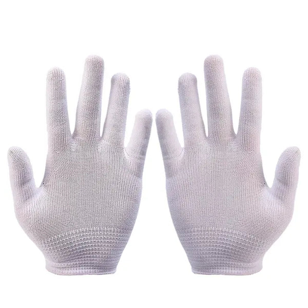 White Black Thin Nylon Work Gloves Cotton Thread Working Polyester Yarn Protection Gloves for Painter Industrial Warehouse..