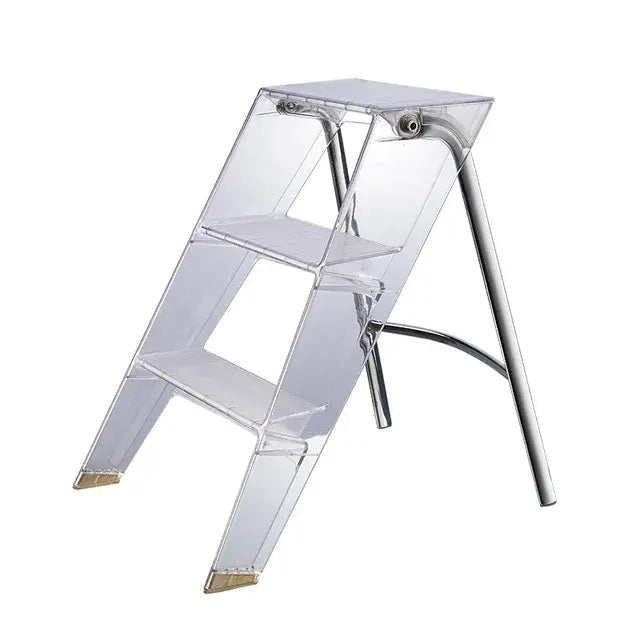 Acrylic Transparent Household Plastic Stepladder Folding Indoor Thickened Herringbone  Storage Three-step Ladder..